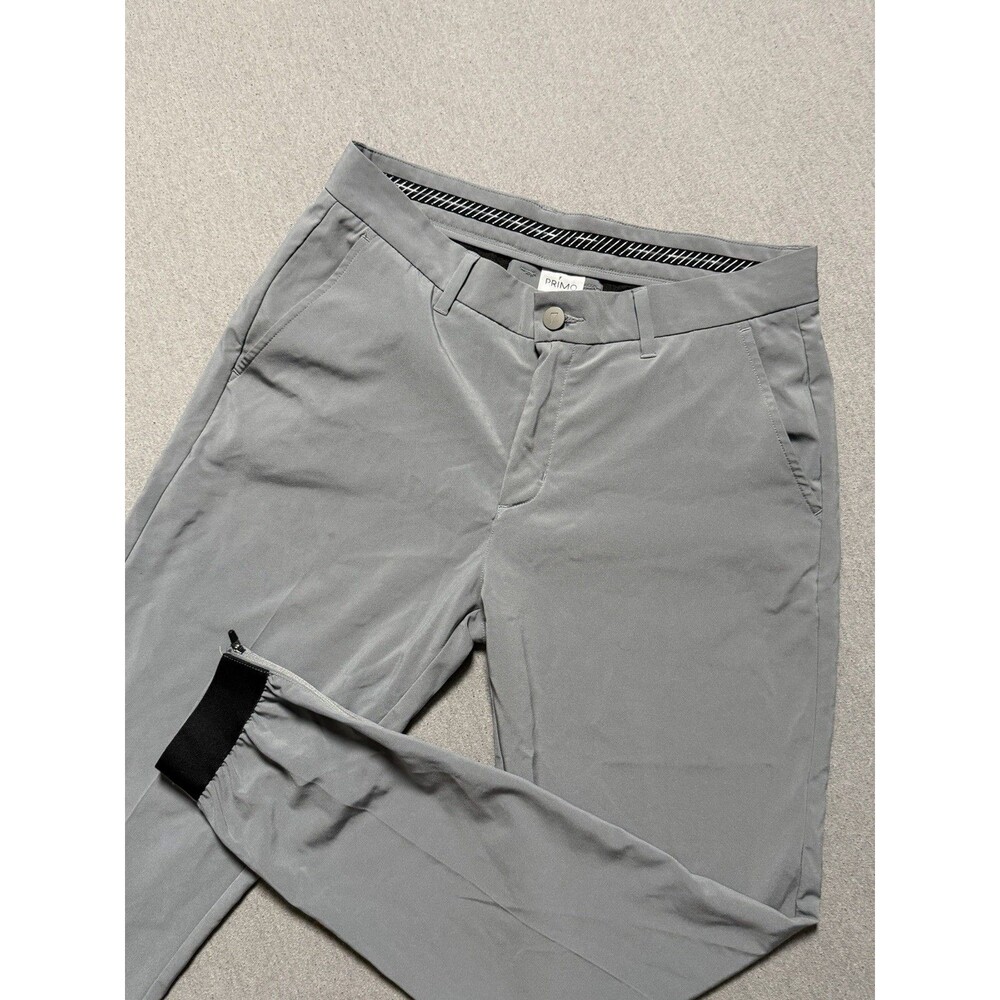 Primo Pants Mens 32x29 Gray Golf Performance Stretch Tapered Joggers Ankle Zip
